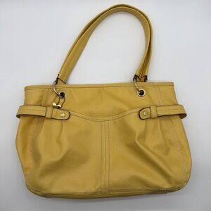 Relic Yellow Faux Leather Hobo Shoulder Bag Purse Gold Tone Hardware Charms Boho